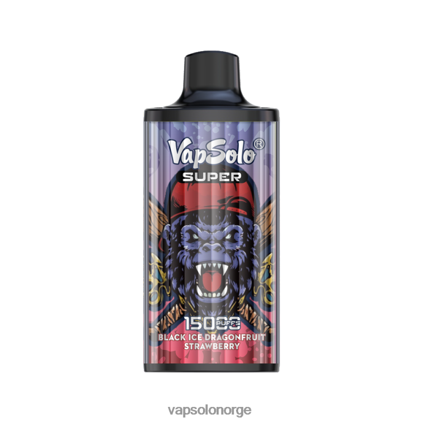 VapSolo Norge - VapSolo SUPER engangs vape D6D2ZT13 svart is drangofruit jordbær