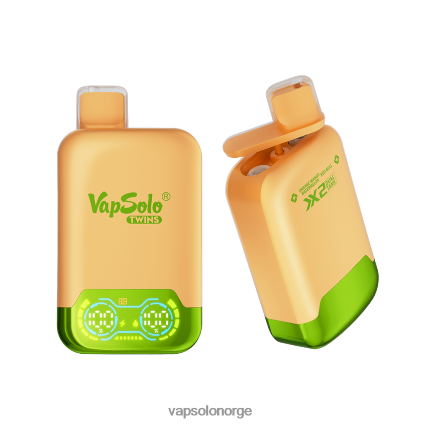 VapSolo Nikotin - VapSolo TWINS engangs vape D6D2ZT30 oransje mango vannmelon & red bull