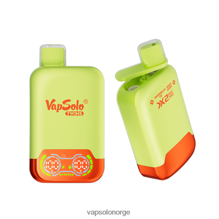 VapSolo Norge - VapSolo TWINS engangs vape D6D2ZT34 vannmelon is og blandet bær
