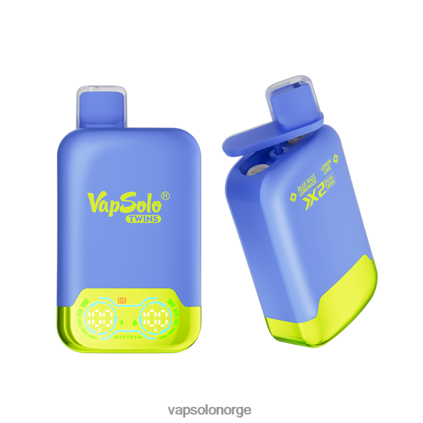VapSolo Oslo - VapSolo TWINS engangs vape D6D2ZT26 blå razz-limonade og sitronlime