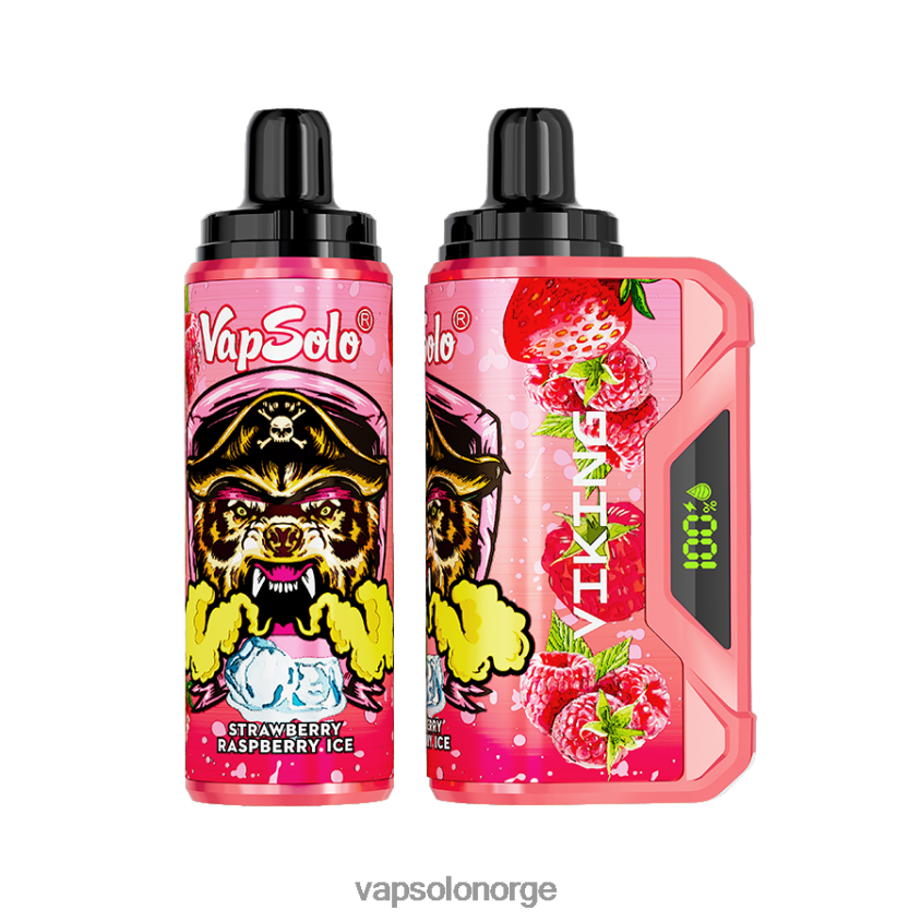 VapSolo Nikotin - VapSolo VIKING engangs vape D6D2ZT45 jordbær bringebær is