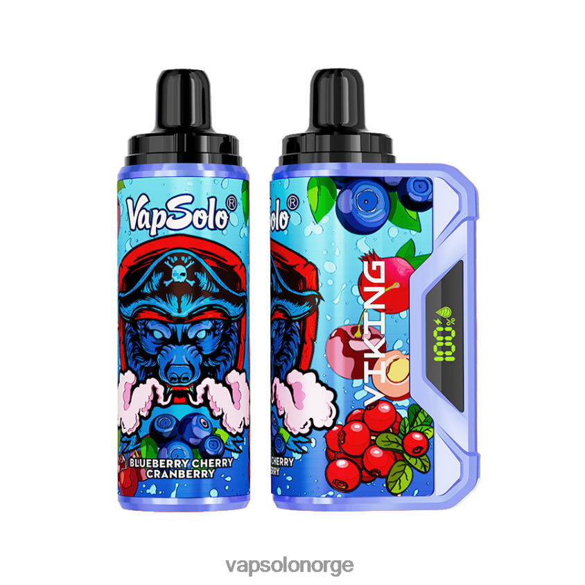 VapSolo Norge - VapSolo VIKING engangs vape D6D2ZT37 blåbær kirsebær tranebær