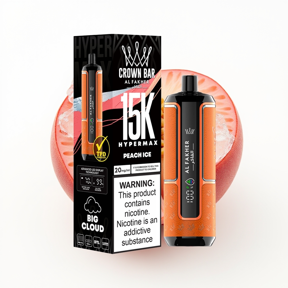 Al Fakher Crown Bar 15K Hypermax Fersken Is 22ml