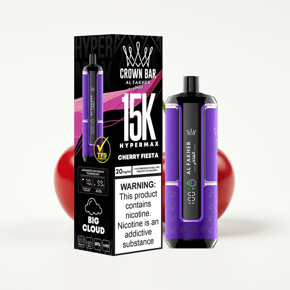 Al Fakher Crown Bar 15K Hypermax Kirsebærfest Kompakt