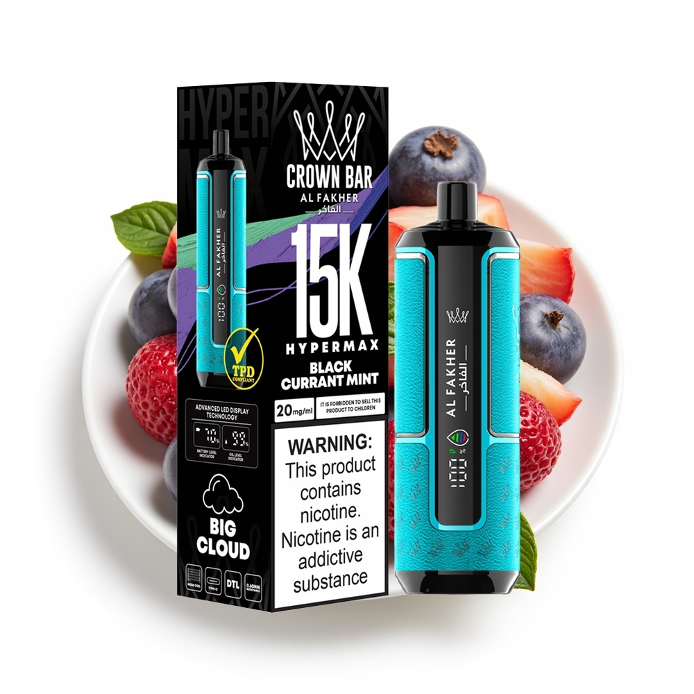 Al Fakher Crown Bar 15K Hypermax Solbærmynte Hyperkompakt