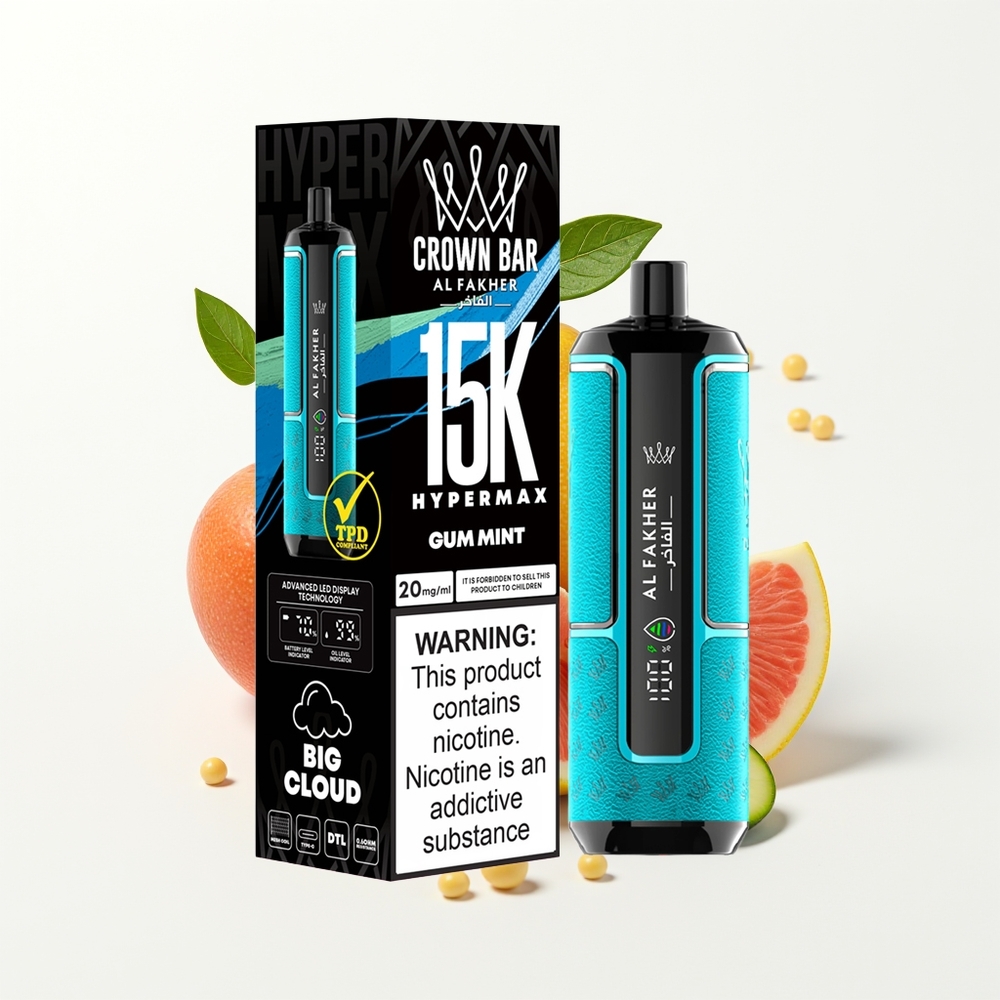 Al Fakher Crown Bar 15K Hypermax Tyggismynte 22ml Lite