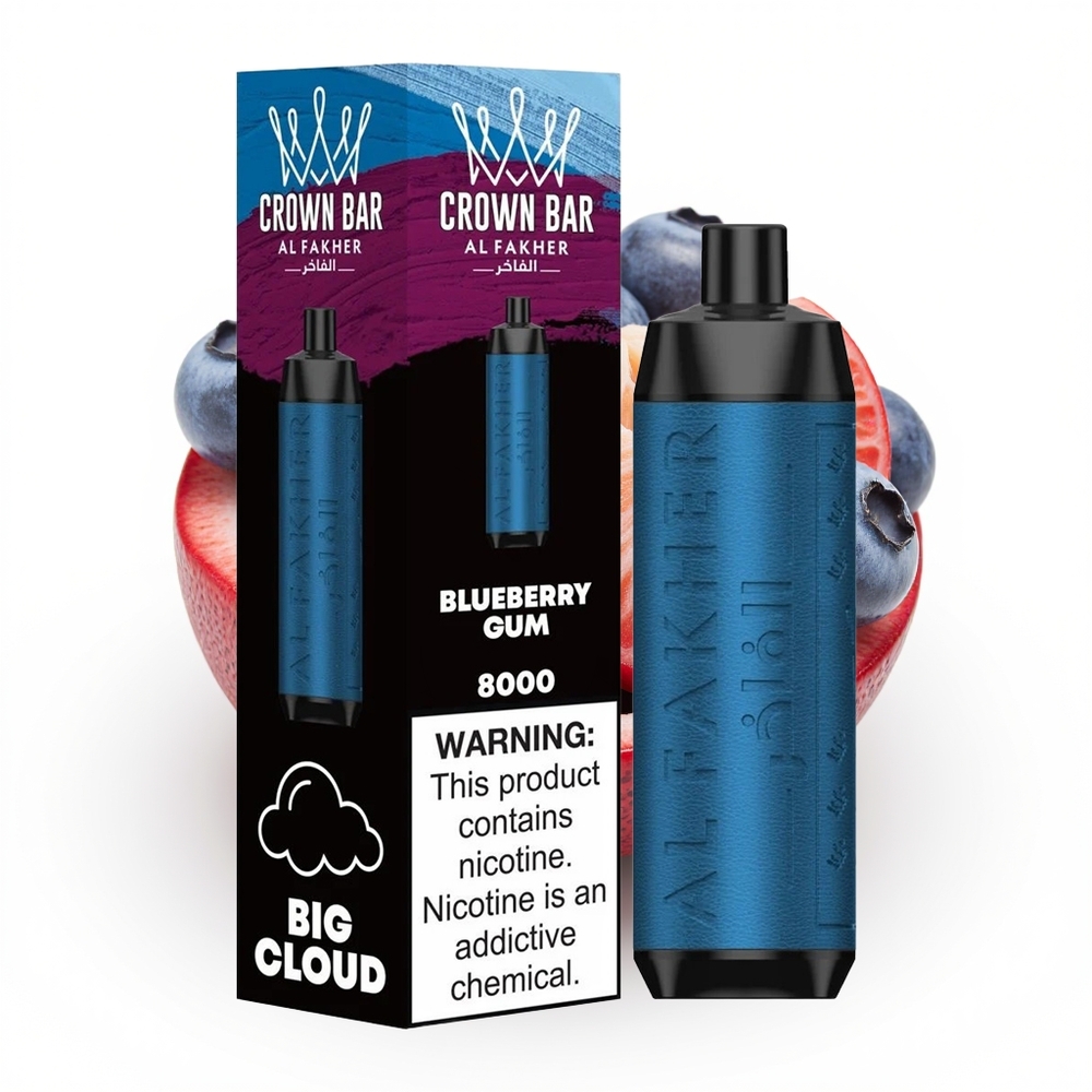 Al Fakher Crown Bar 8000 Crystal Blåbærtugg med Type-C-lading