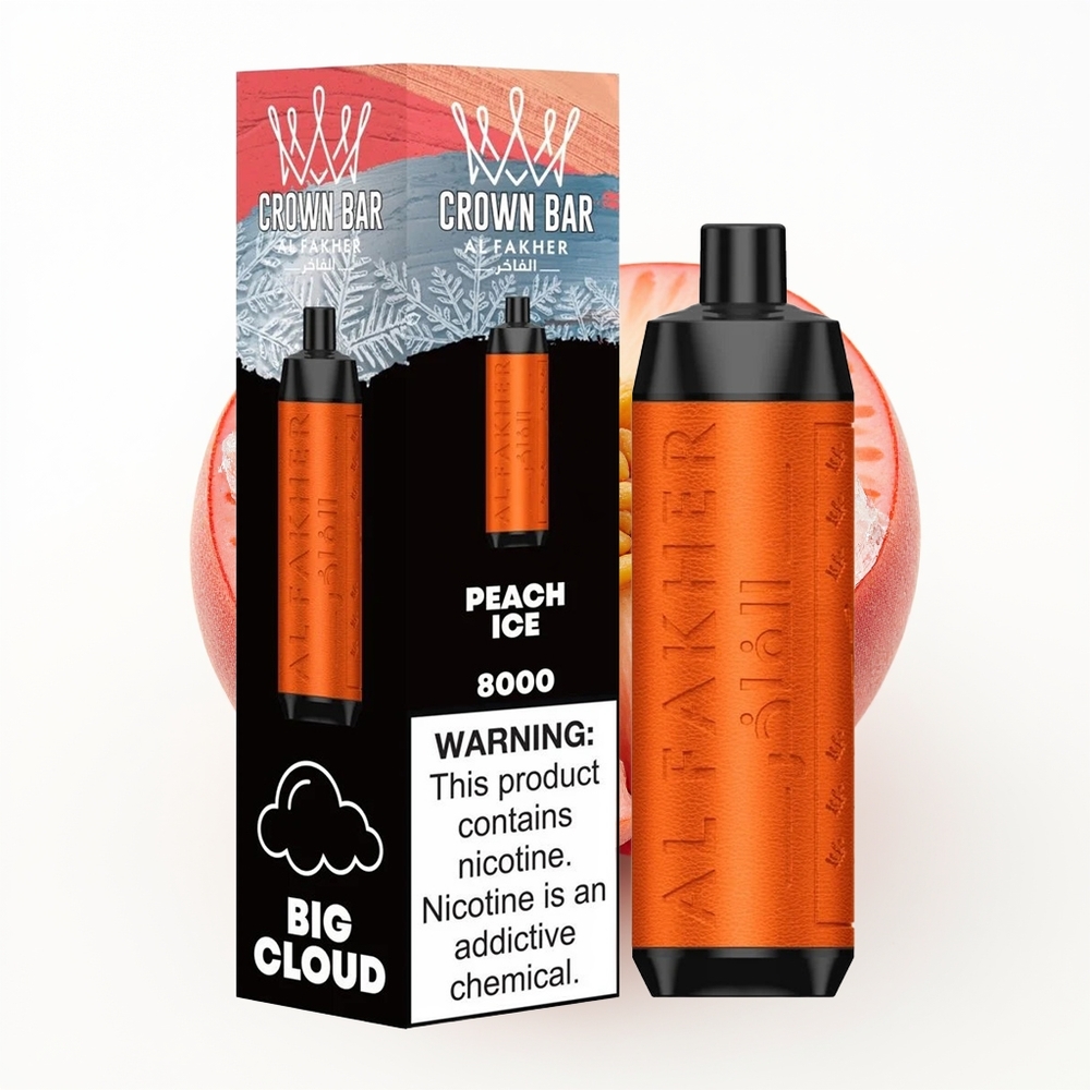 Al Fakher Crown Bar 8000 Crystal Fersken Is med Type-C-lading