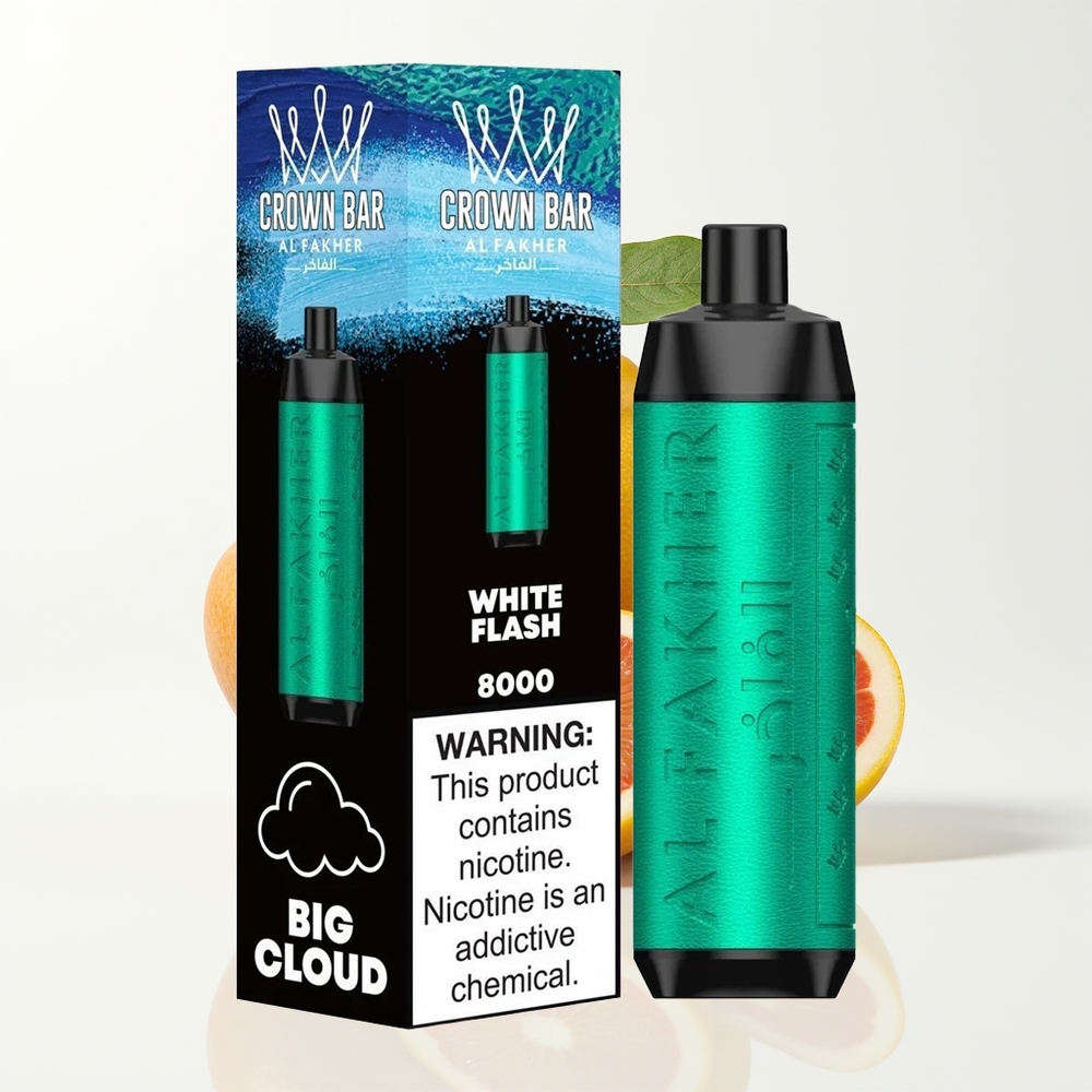 Al Fakher Crown Bar 8000 Crystal Hvit Blits Type-C Lading