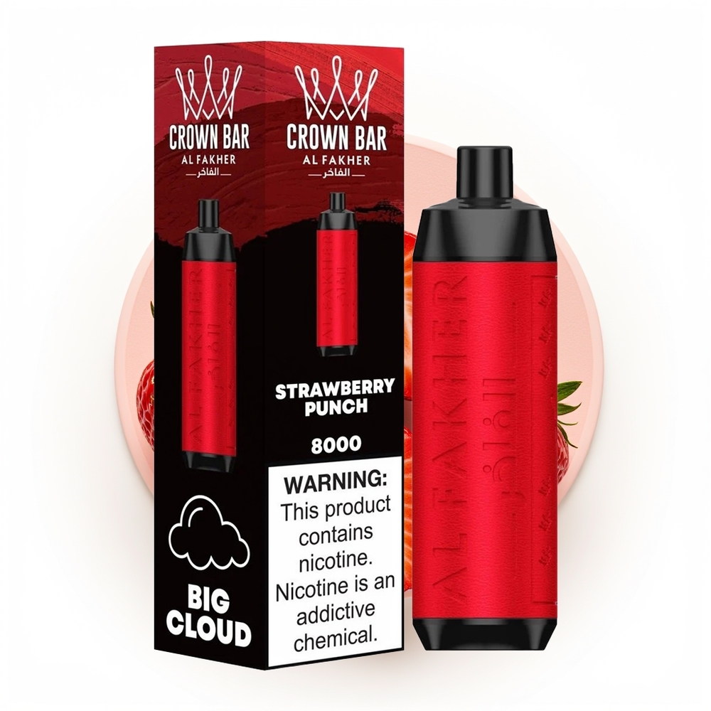 Al Fakher Crown Bar 8000 Crystal Jordbær Punch 600mAh
