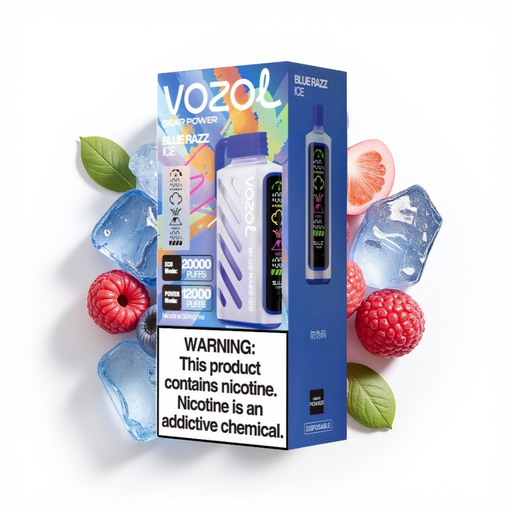 VOZOL Gear Power 20000 Blå Bringebær Is med Dual Mesh Coil