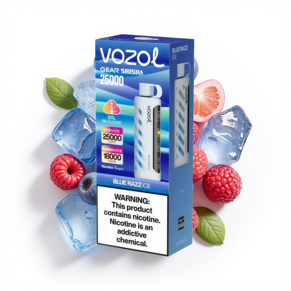 VOZOL Gear Shisha 25000 Blå Bringebær Is med Dual Mesh