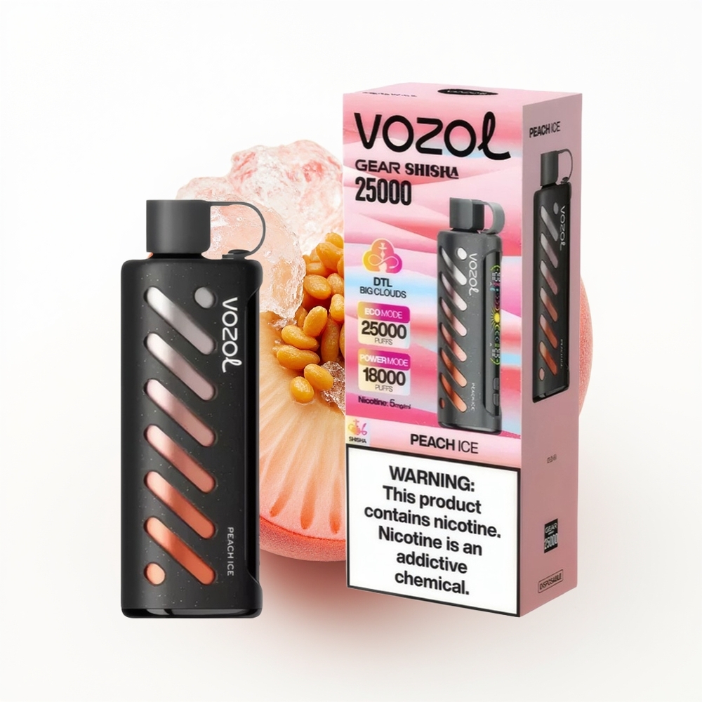 VOZOL Gear Shisha 25000 Fersken Is med Dual Mesh