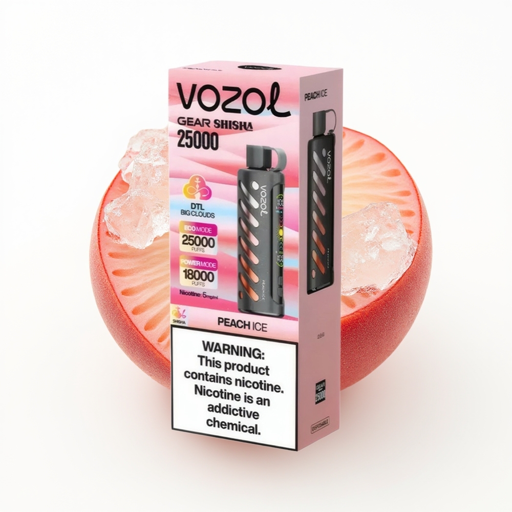 VOZOL Gear Shisha 25000 Fersken Is med Dual Mesh