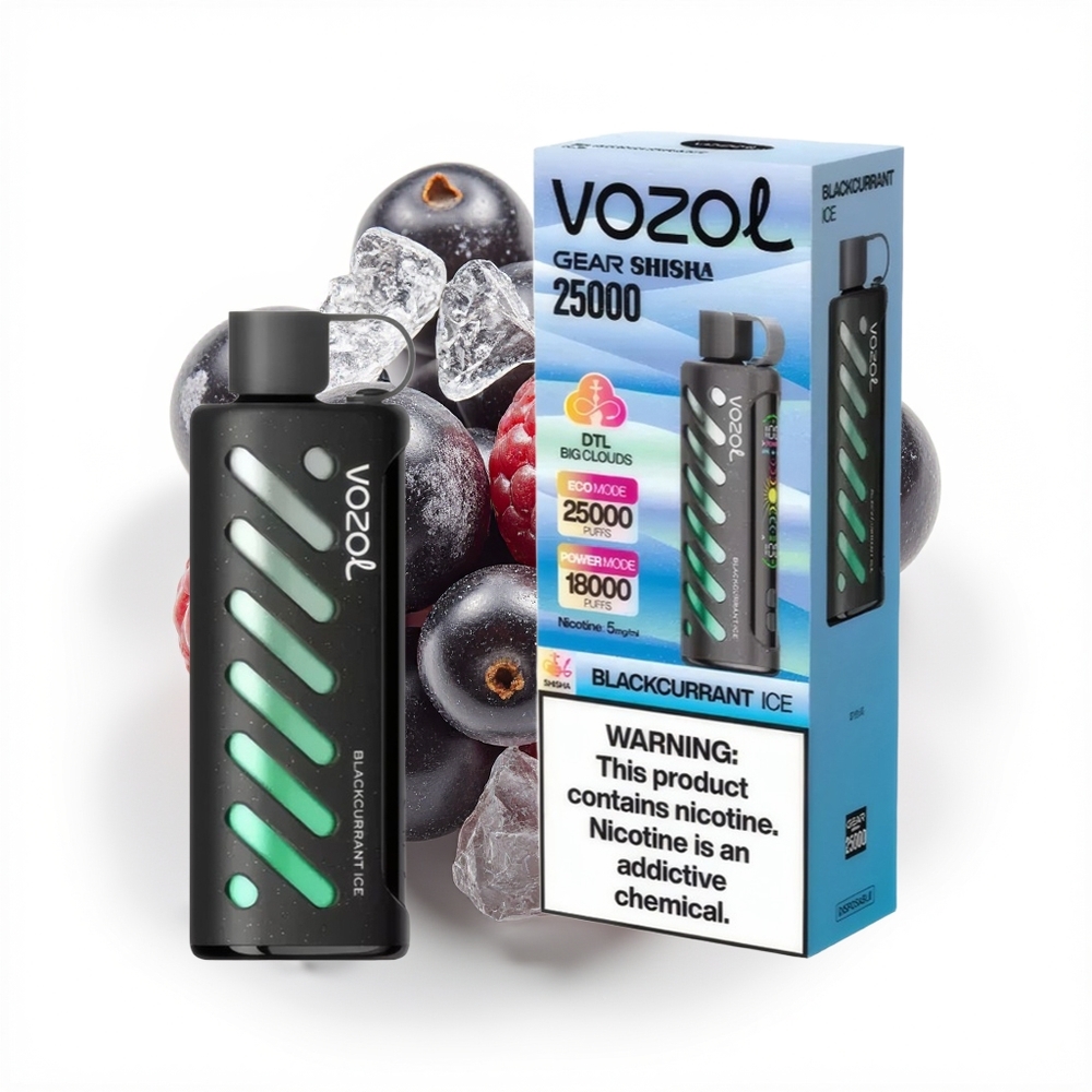 VOZOL Gear Shisha 25000 Svartrips Is med Dual Mesh Dual Modes